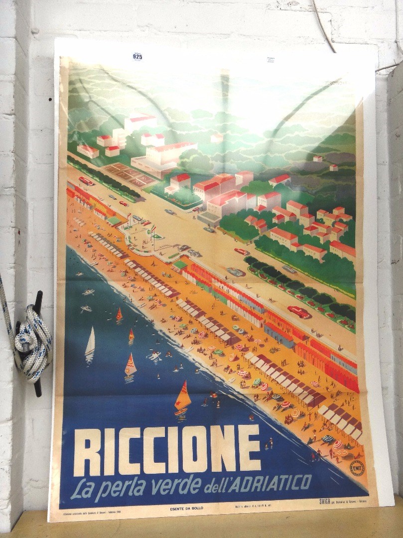 Appraisal: A vintage tourism poster Filippo Romoli - Riccione lithograph in