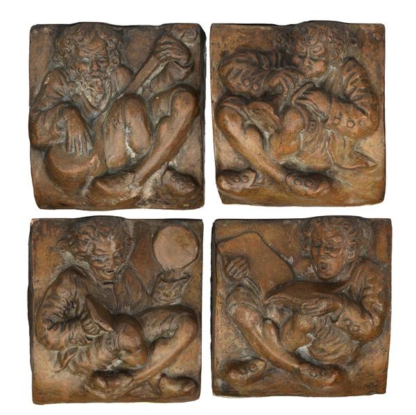 Appraisal: BATCHELDER Group of four rare and early corbels depicting medieval