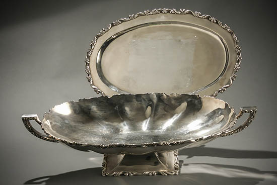 Appraisal: Mexican Sterling Oval Two-Handle Center Bowl and an Oval Tray