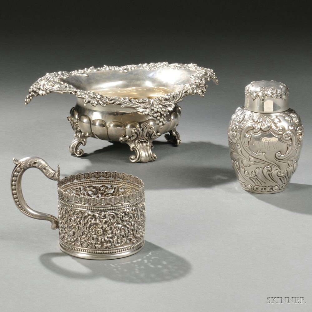 Appraisal: Three Pieces of American Sterling Silver Hollowware early th century