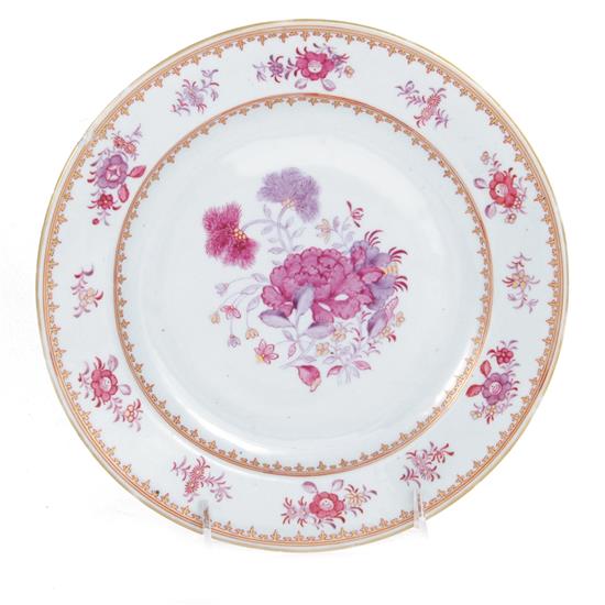 Appraisal: Rare Chinese Export famille rose plate circa - spearhead bands