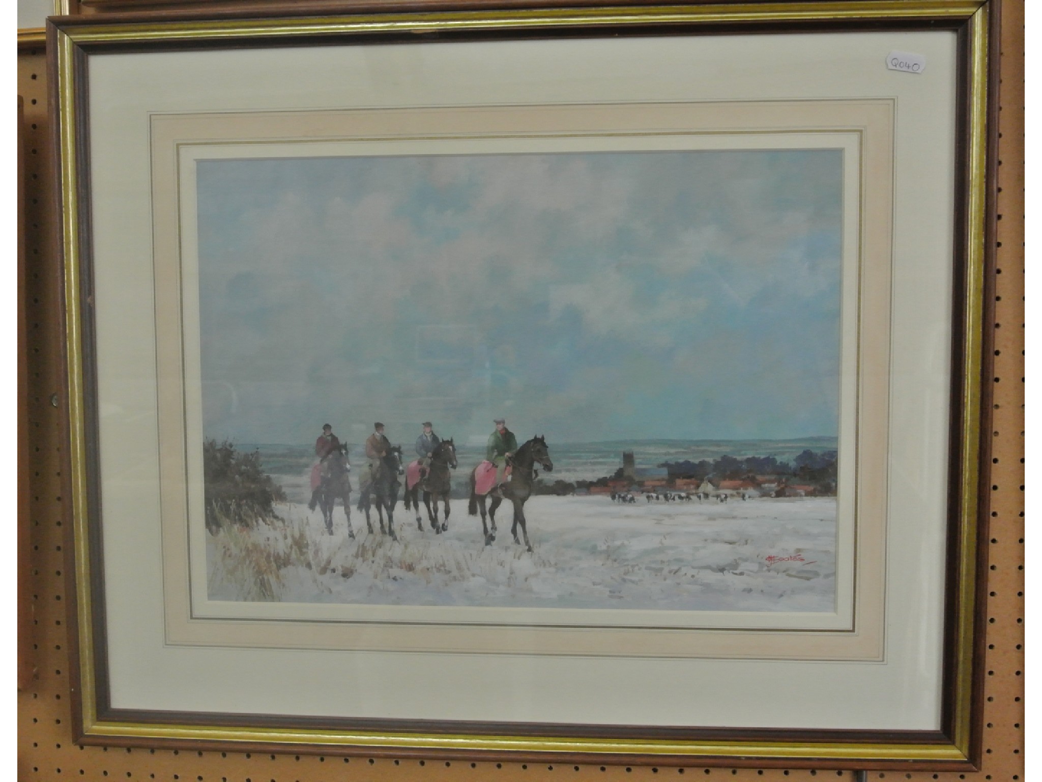 Appraisal: A th century gouache study of four racehorses riding out