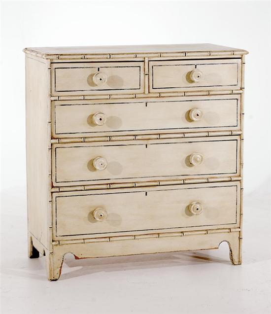 Appraisal: Aesthetic Movement faux-bamboo chest of drawers circa rectangular case with