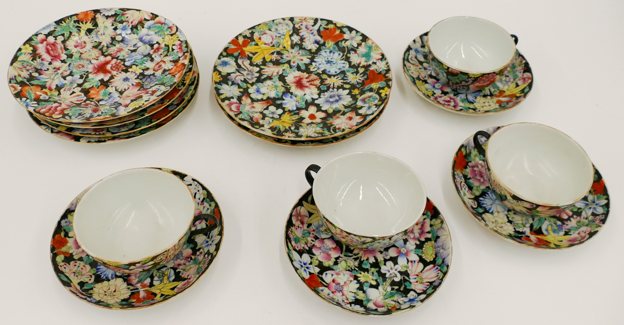 Appraisal: pc Chinese Millefleur Porcelain Dishes '' to '' Diameter -