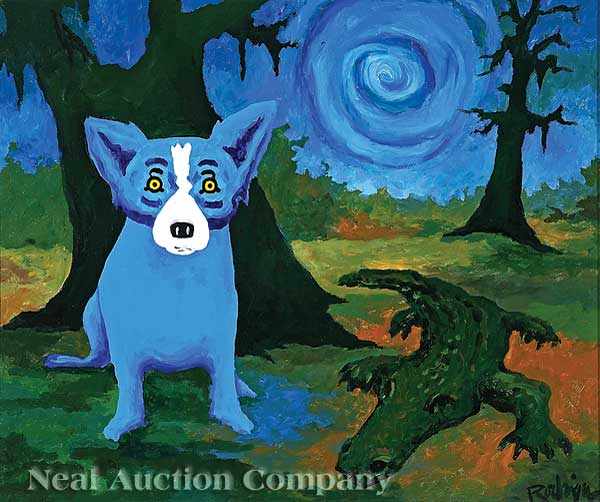 Appraisal: George Rodrigue American Louisiana b Blue Dog in Louisiana Swamp