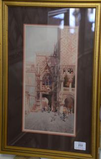 Appraisal: Umberto Ongania - watercolor on paper Venice Courtyard signed lower