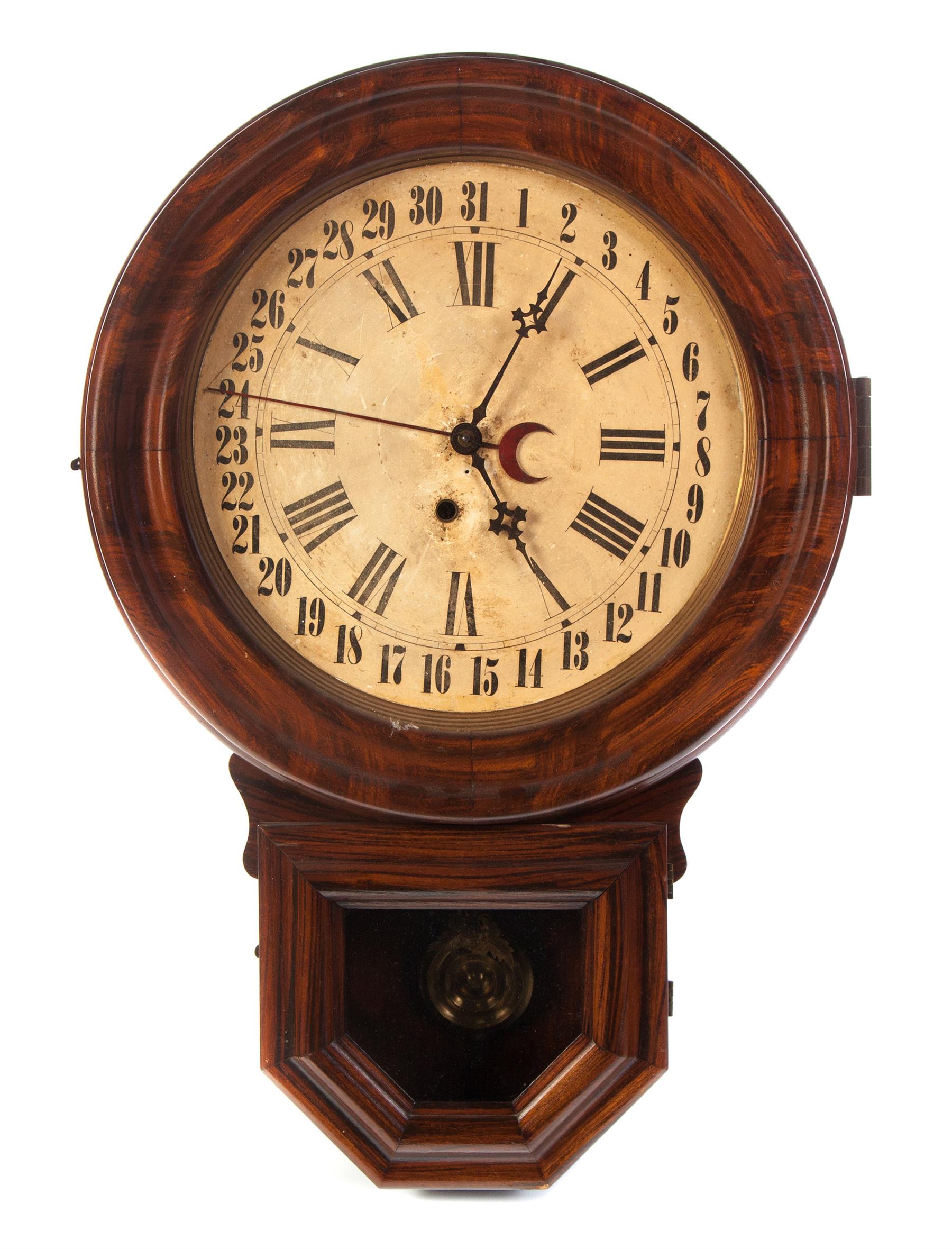 Appraisal: HANGING WALL CLOCK American ca - Rounded face with lower