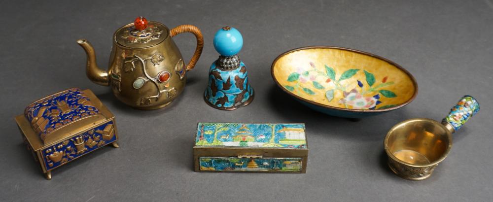 Appraisal: Collection of Chinese Enamel and Brass Table Articles