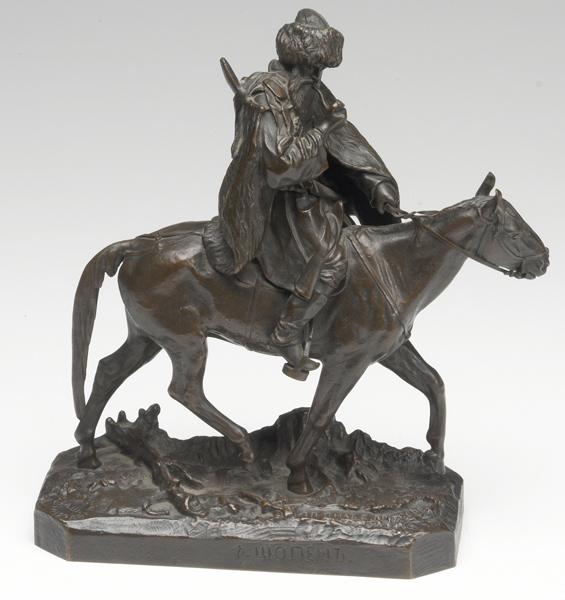 Appraisal: EVGENI ALEXANDROVICH LANCERAY - Bronze of a cossack on horseback