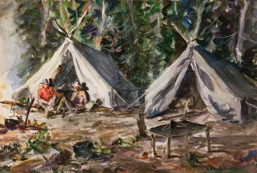 Appraisal: JOHN WHORF American - Campfire watercolor on paper signed lower