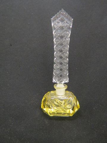 Appraisal: Czechoslovakia Cut Crystal Perfume Bottle yellow base tall clear stopper