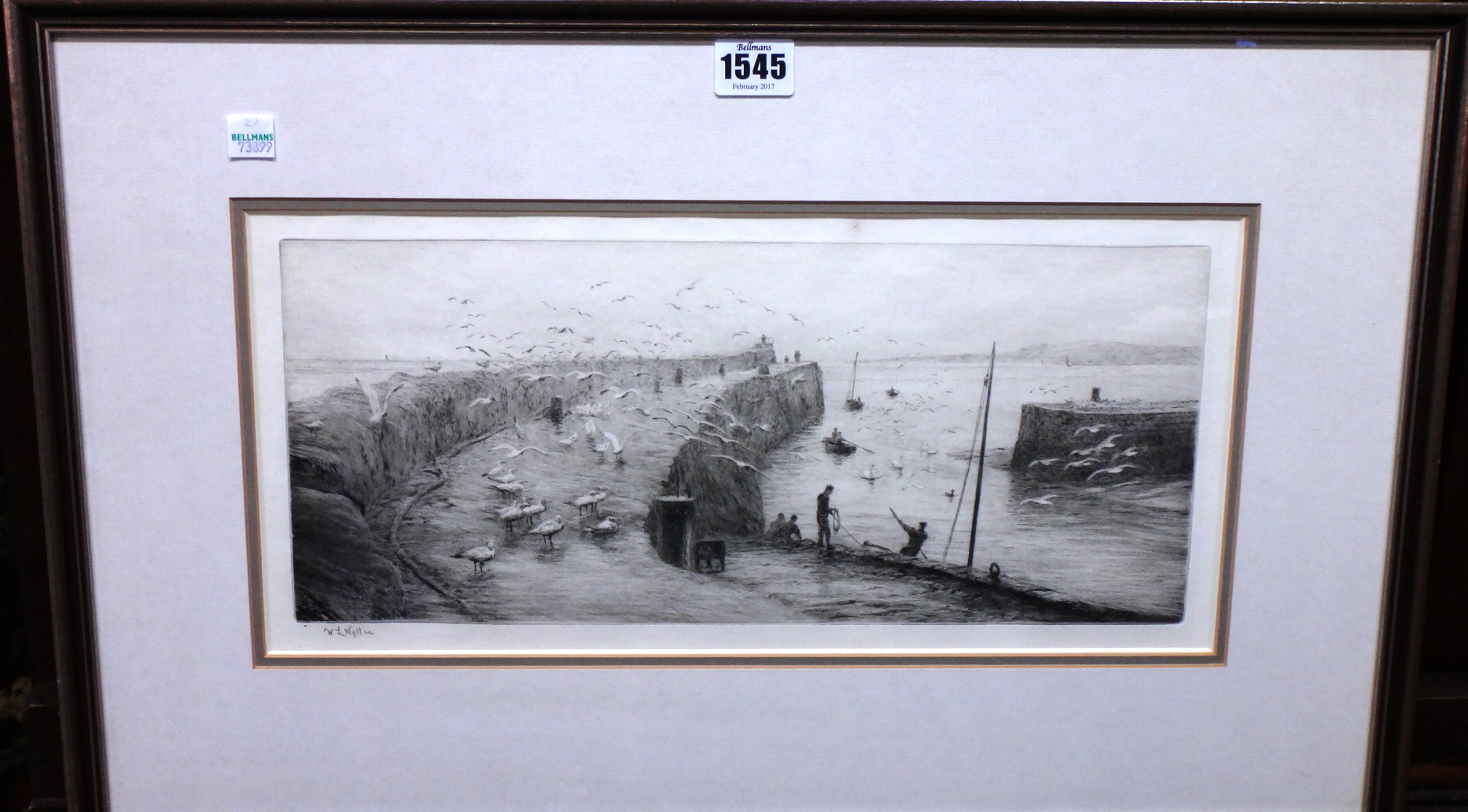 Appraisal: William Lionel Wyllie - The Harbour wall etching with drypoint