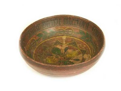 Appraisal: A late th century dated Norwegian ale bowl turned wood