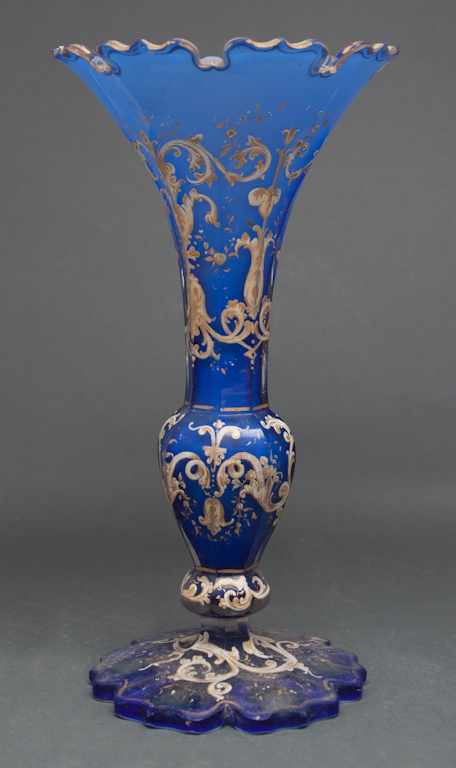 Appraisal: Bohemian cobalt and relief enamel decorated vase Estimate - All