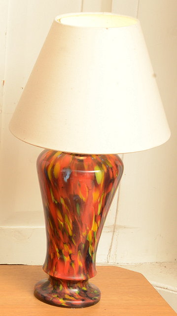 Appraisal: A MULTICOLOURED GLASS BALUSTER TABLE LAMP probably Murano glass high