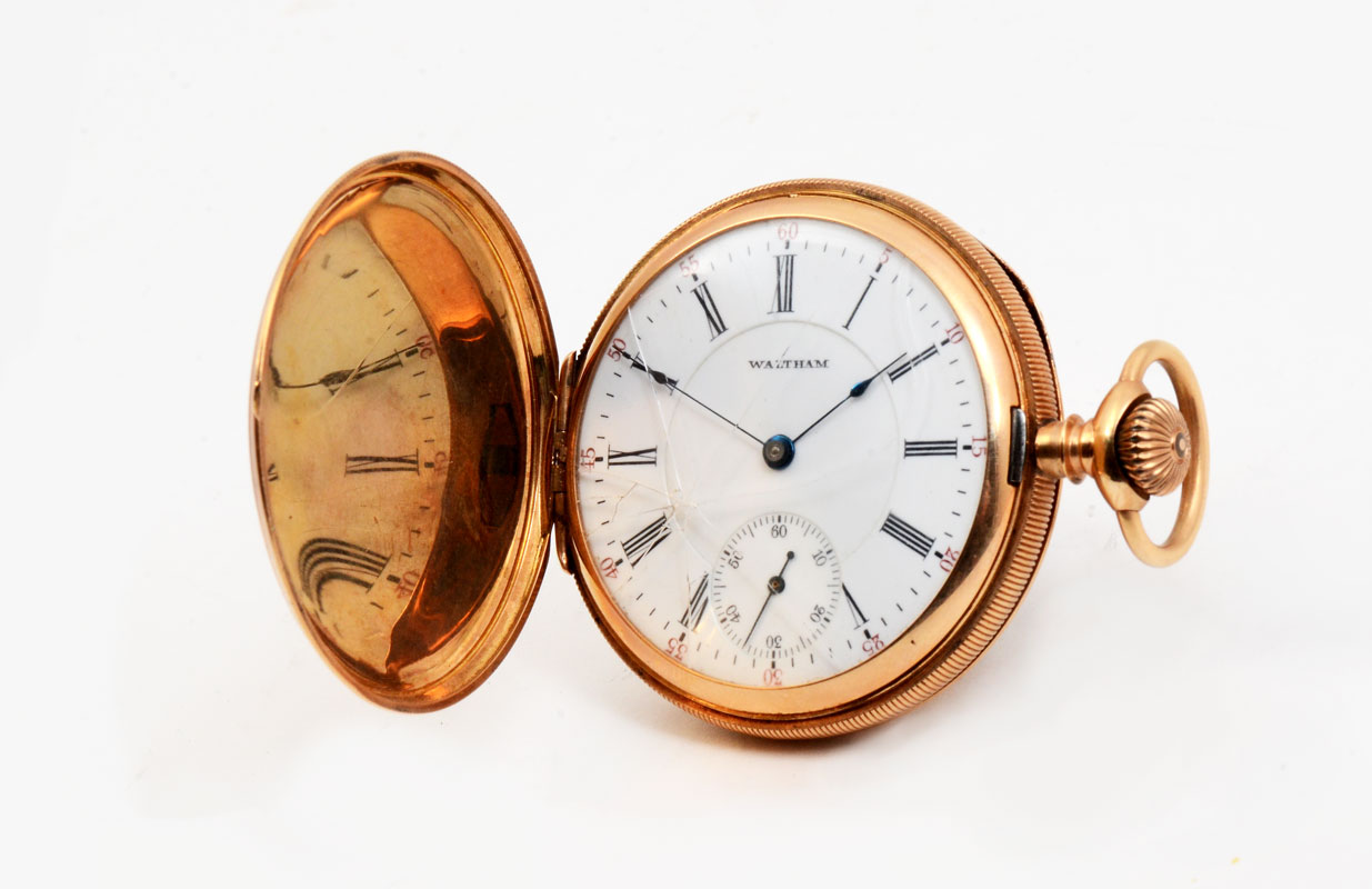 Appraisal: K GOLD WALTHAM RIVERSIDE POCKET WATCH Circa serial number Riverside