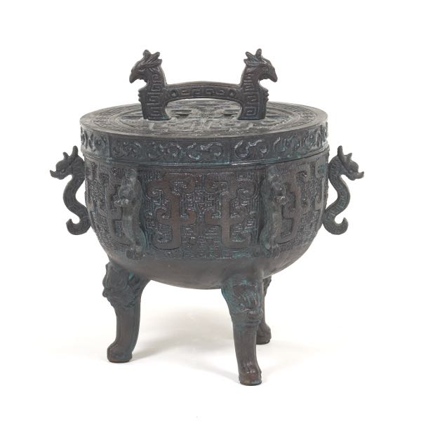 Appraisal: MIXED METALS CHINESE ARCHAISTIC BRONZE VESSEL STYLE ICE BUCKET x