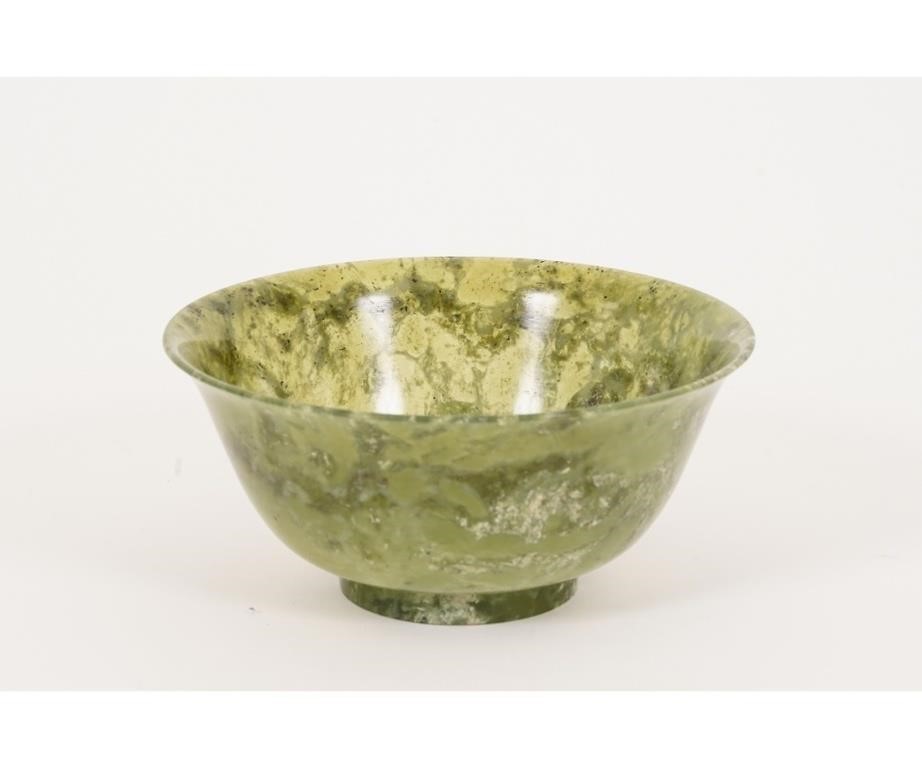 Appraisal: Qing Dynasty Chinese spinach green jade bowl th c h