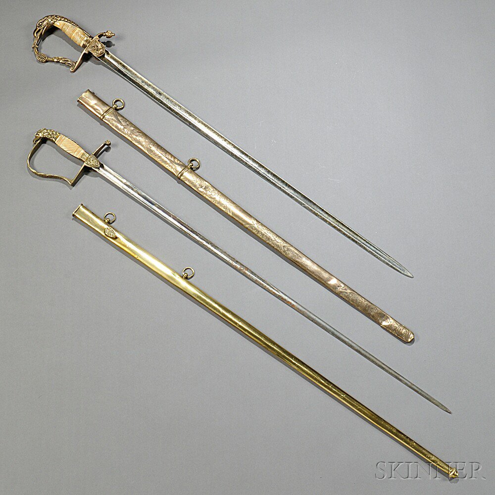 Appraisal: Two Eagle-pommel Swords with Scabbards c early to mid- th