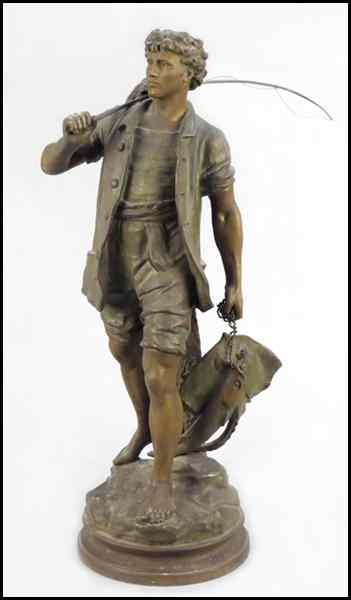 Appraisal: PATINATED METAL FIGURE OF A FISHERMAN With a fishing pole