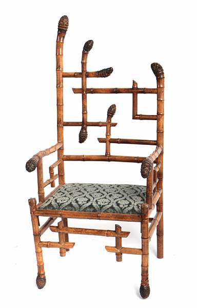 Appraisal: A French Aesthetic bamboo armchair circa height ft in width