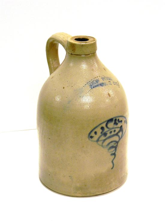 Appraisal: New York Stoneware Co jug free form stylized cobalt decroation