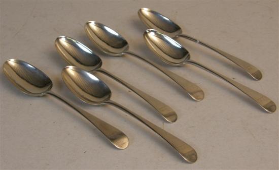 Appraisal: Matched set of six George III old English pattern silver