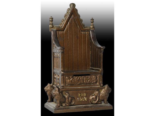 Appraisal: Cast Iron English Throne Still Bank Description Made by John