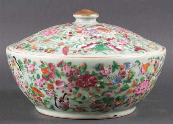 Appraisal: Chinese Export Famille Rose celadon porcelain chamber pot circa with