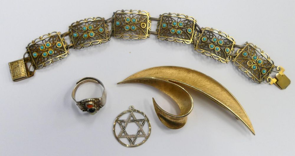 Appraisal: SMALL COSTUME JEWELRY LOT TO INC Israel sterling and turquoise