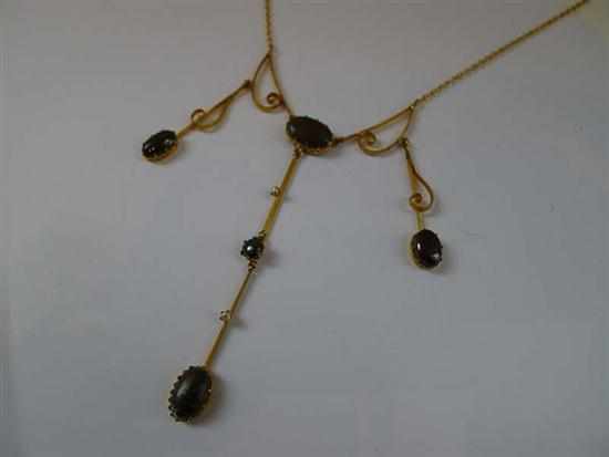 Appraisal: A EDWARDIAN BOULDER OPAL NECKLACE IN CT GOLD WITH ORIGINAL