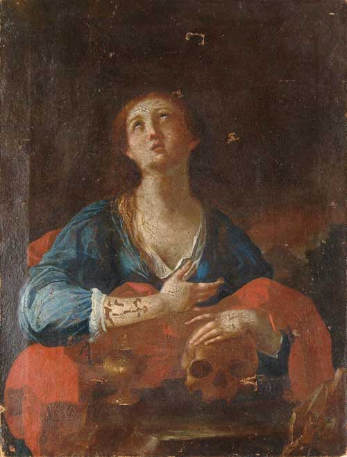 Appraisal: G A L European th Century OLD MASTER-WOMAN WITH SKULL