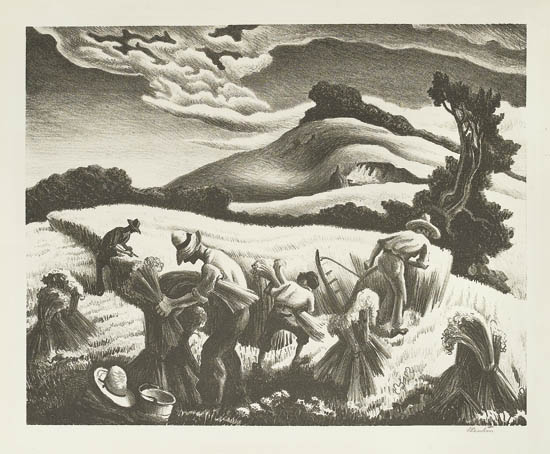 Appraisal: THOMAS HART BENTON Cradling Wheat Lithograph x mm x inches