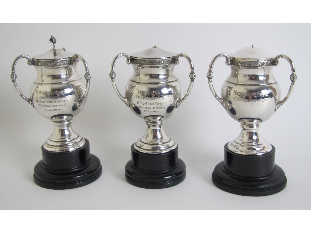 Appraisal: Three silver 'North Mail' Challenge Cup Trophies won and and