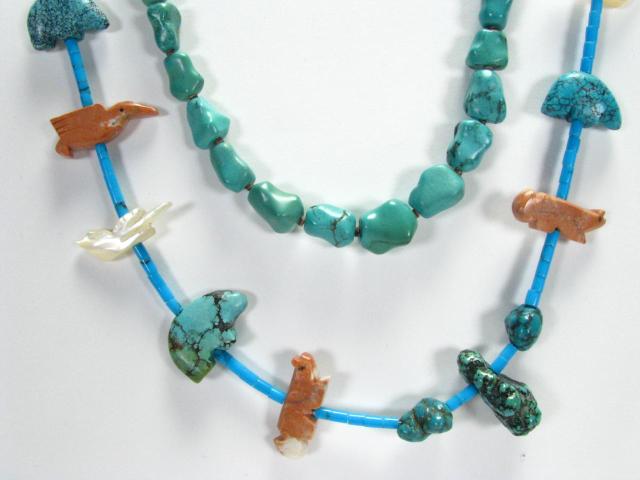 Appraisal: Two turquoise necklaces including turquoise nugget choker '' long and