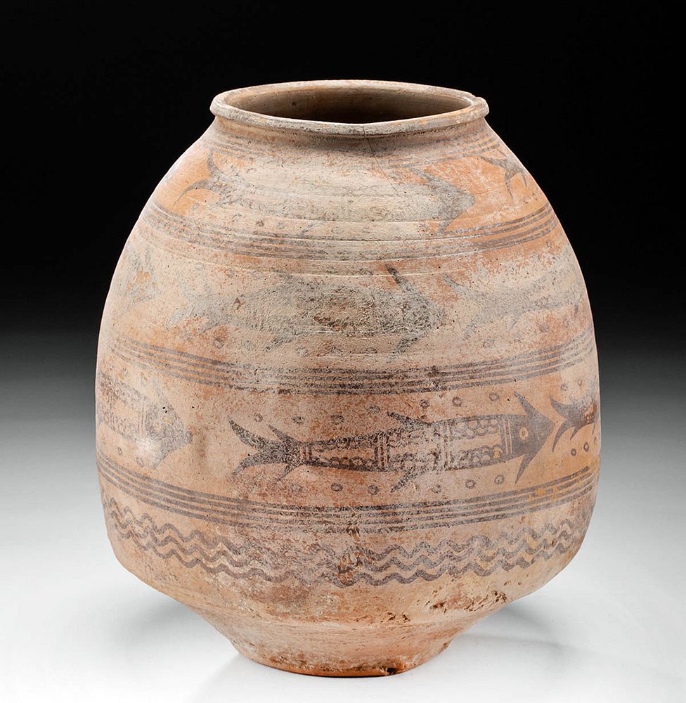 Appraisal: Huge Indus Valley Pottery Jar w Fish TL Tested Central