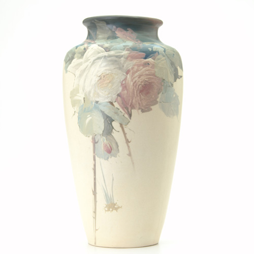 Appraisal: WELLER White and Decorated Hudson classically-shaped vase painted with branches