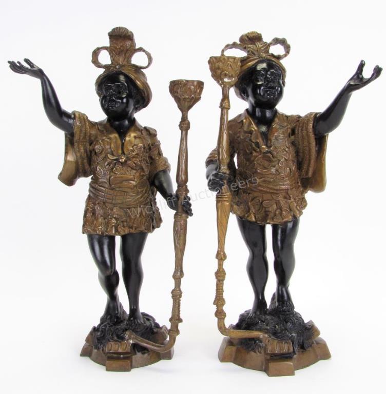 Appraisal: Pair of Bronze Blackamoor Figures depicting standing female figures with