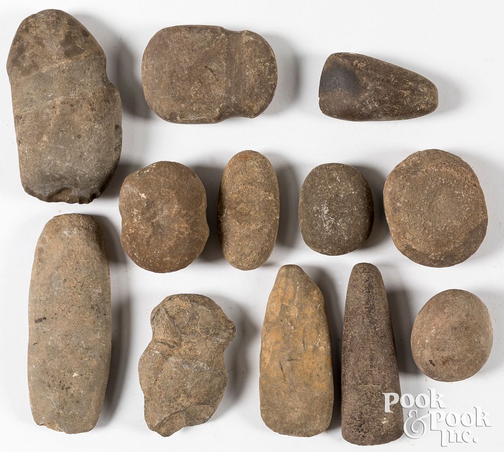 Appraisal: Twelve local prehistoric stone artifacts Twelve local prehistoric stone artifacts