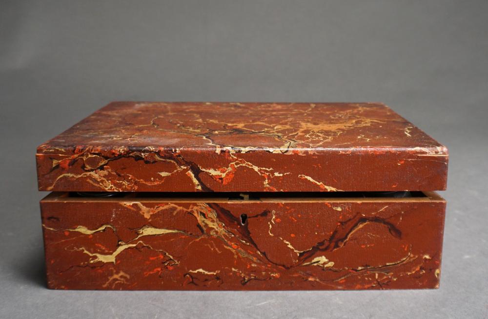 Appraisal: MARBLED WOOD LAP DESK TH CENTURY X X IN X