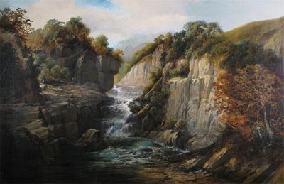 Appraisal: Clarence Henry Roe - A waterfall in a rocky gorge