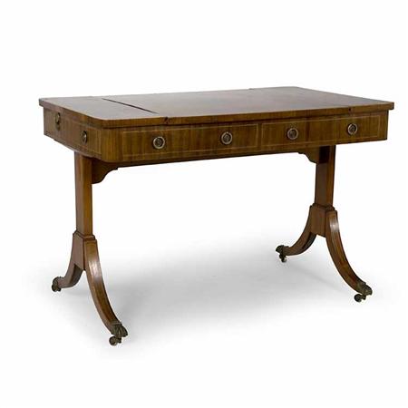 Appraisal: Regency Rosewood Mahogany and Parquetry Sofa Table Estimate -