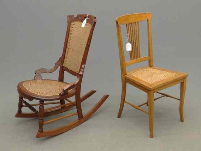 Appraisal: Lot including Victorian cane seat rocking chair along with cane