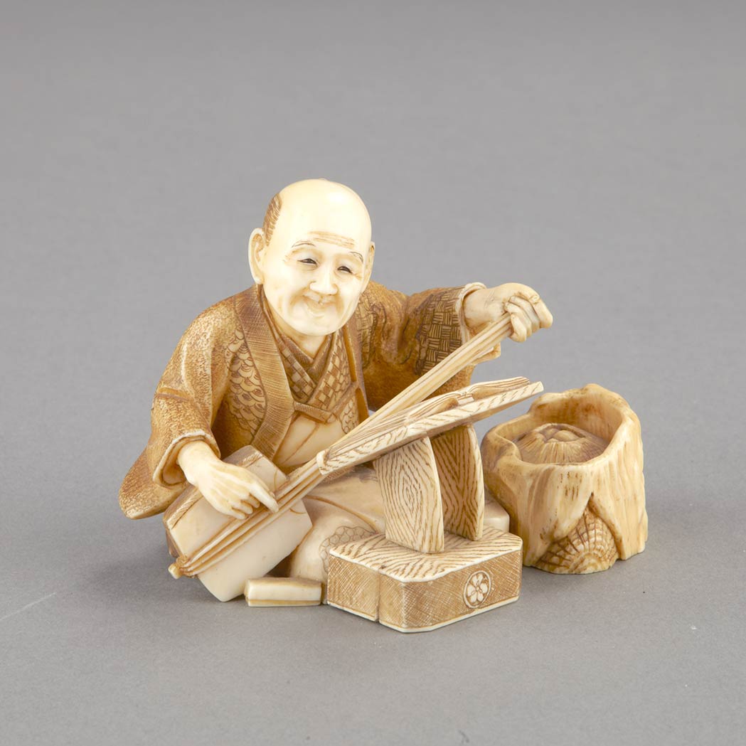 Appraisal: Japanese Ivory Okimono of a Musician Early th century The