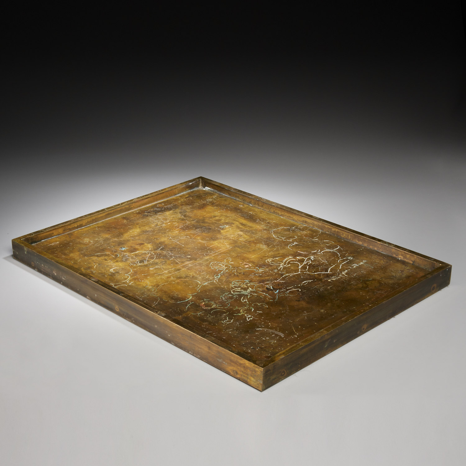 Appraisal: PHILIP KELVIN LAVERNE ETCHED BRONZE TABLE TOP c s USA