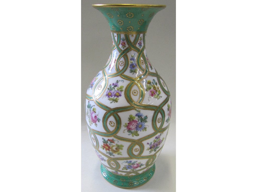 Appraisal: French Sevres porcelain vase decorated with bouquets of flowers between