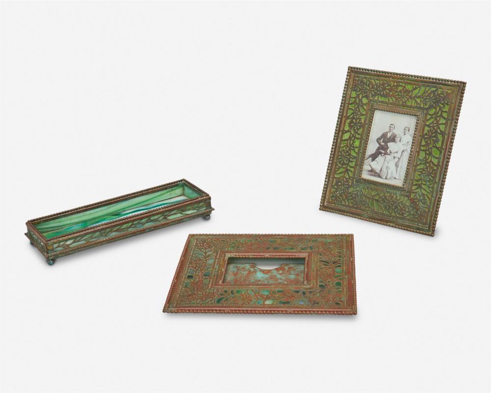 Appraisal: Three Tiffany Studios desk accessories Circa - Each signed Tiffany