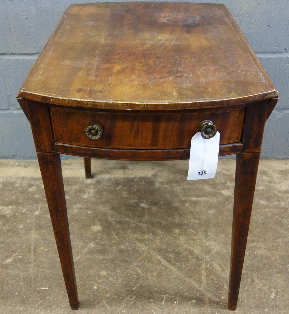 Appraisal: A George III mahogany boxwood strung Pembroke table on square