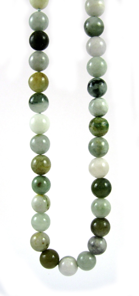 Appraisal: JADE BEAD NECKLACE WITH FOURTEEN KARAT GOLD CLASP approximate length