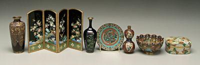 Appraisal: Seven pieces Japanese cloisonne conical vase base with label for